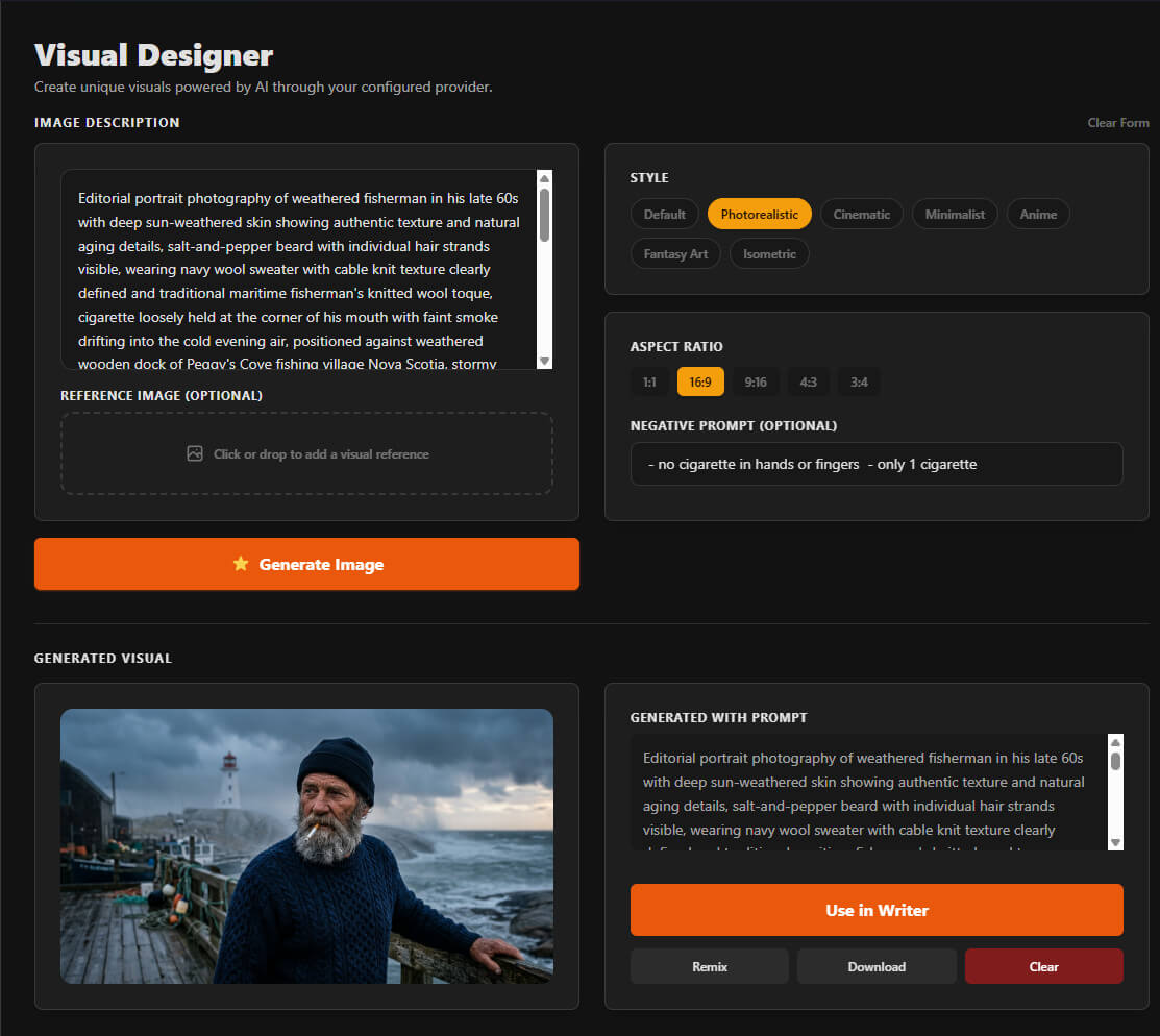 IdeaThreader Pro visual designer with prompt carry-forward workflow